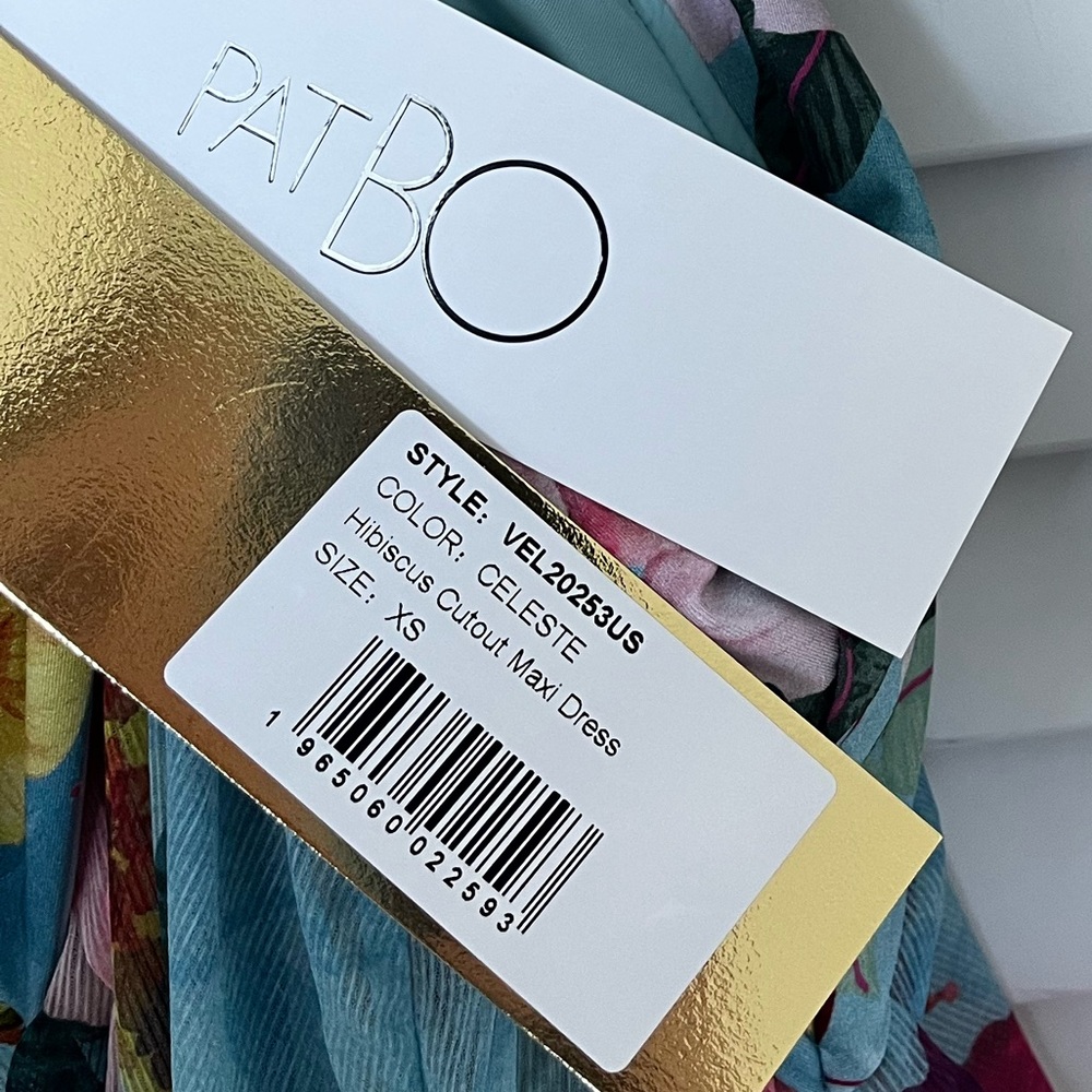 PatBO "Hibiscus" chiffon maxi dress - light blue XS - New never used - Picture 7 of 9